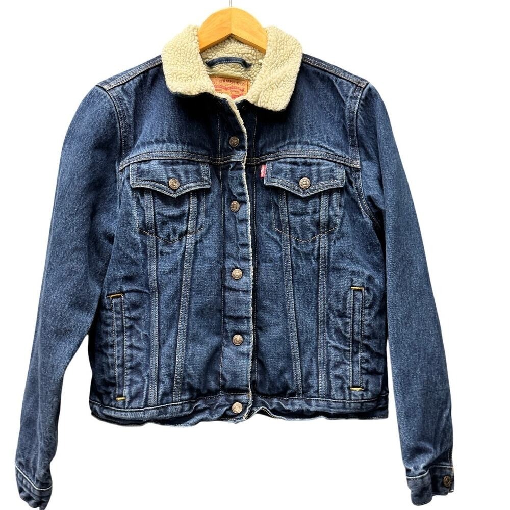 Levi's Denim Trucker Jean Jacket Womens Large Classic Blue Denim Button Up